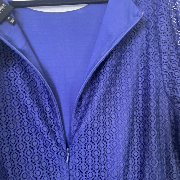 Lane Bryant Blue Lace Feminine Party Holiday Dress with Bell Sleeves Size 16 - Picture 9 of 16